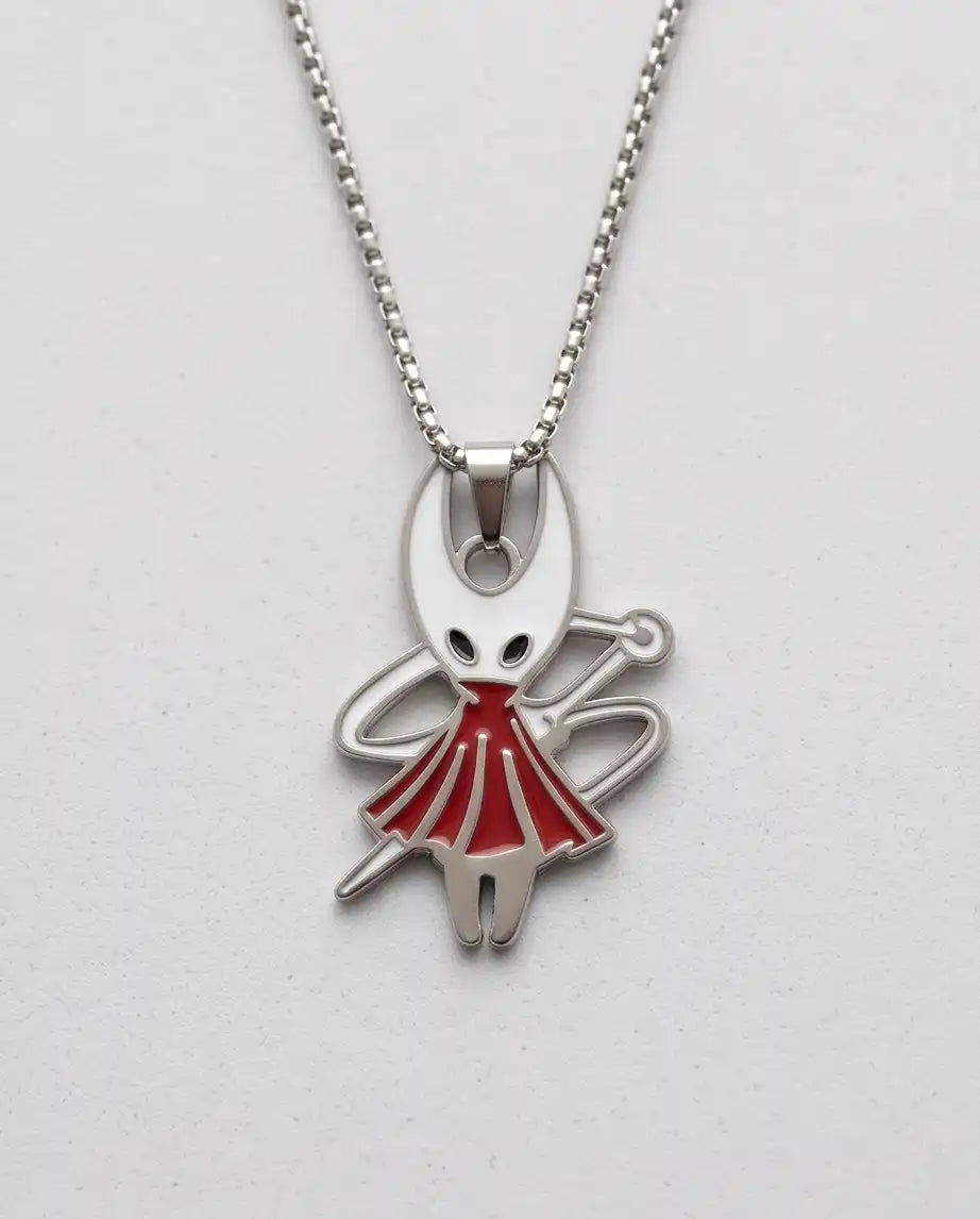Hollow Knight Hornet Red Dress Enamel Pendant Box Chain