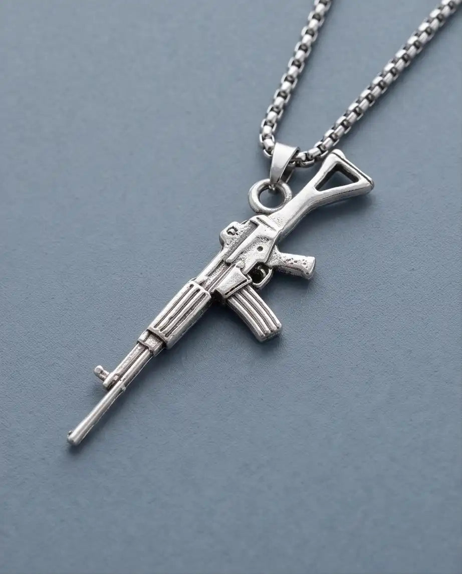 Tactical Assault Rifle Weapon Pendant Box Chain