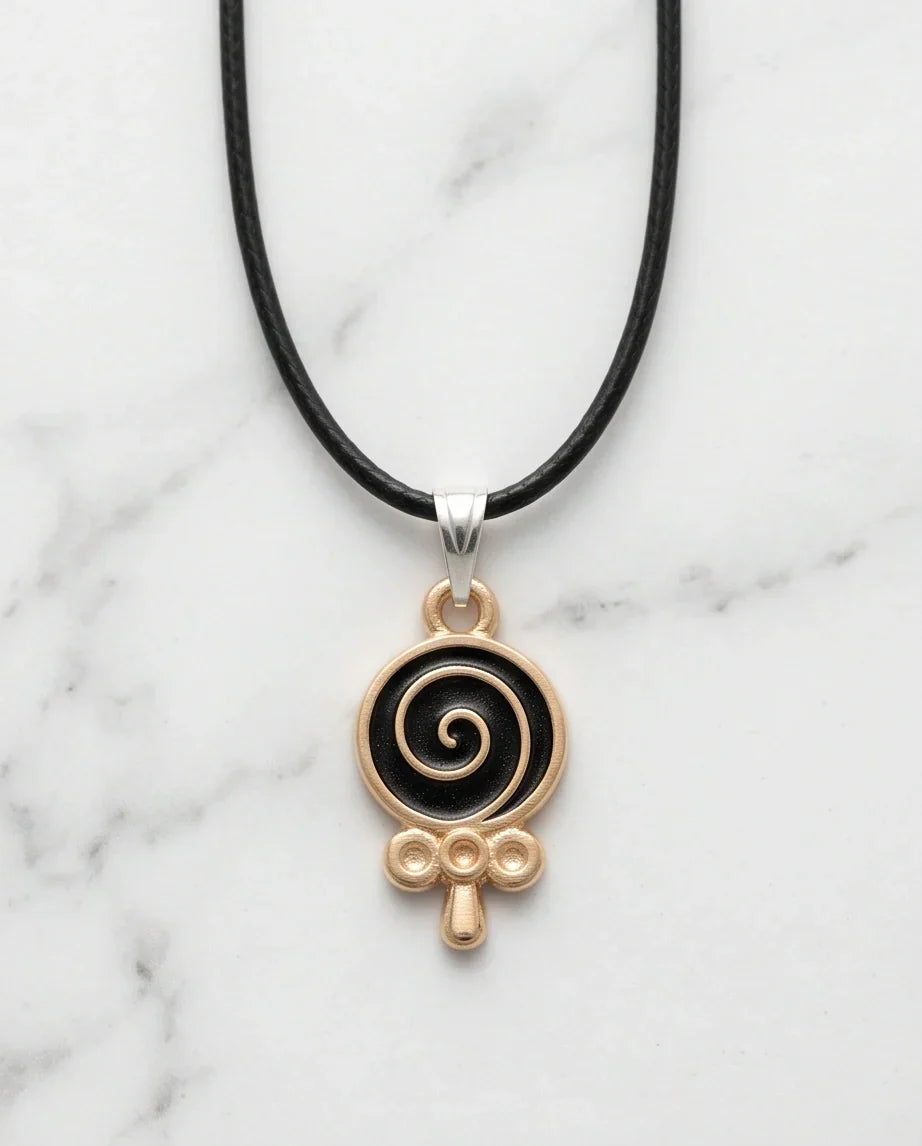 Gold and Black Spiral Lollipop Necklace
