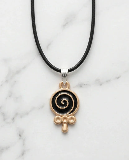 Gold and Black Spiral Lollipop Necklace