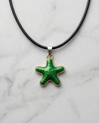 Gold and Green Starfish Pendant Necklace