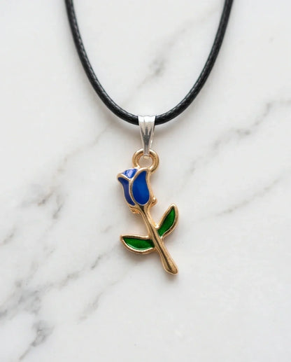 Royal Blue Tulip Rosebud Pendant