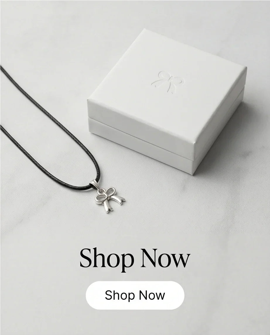 Silver Polished Ribbon Bow Necklace