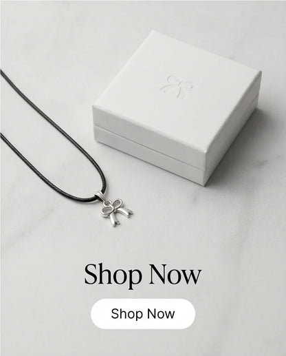 Silver Polished Ribbon Bow Necklace
