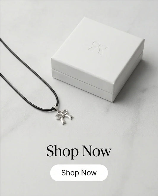 Silver Polished Ribbon Bow Necklace