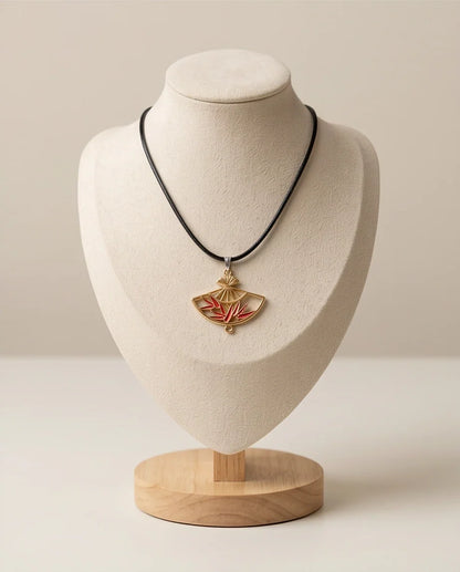 Asian Folding Fan Pendant Necklace