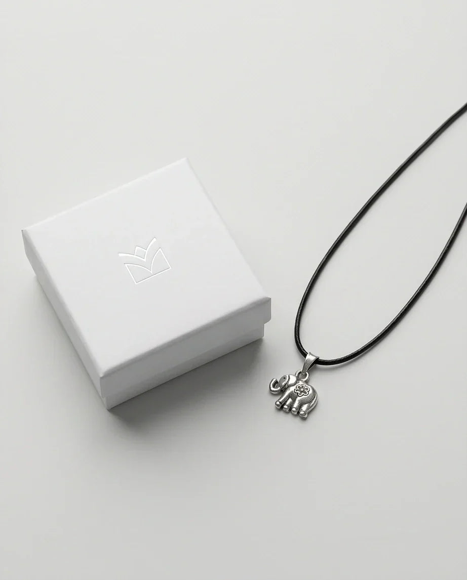 Silver Flower Detail Elephant Necklace