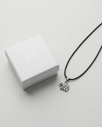 Silver Flower Detail Elephant Necklace