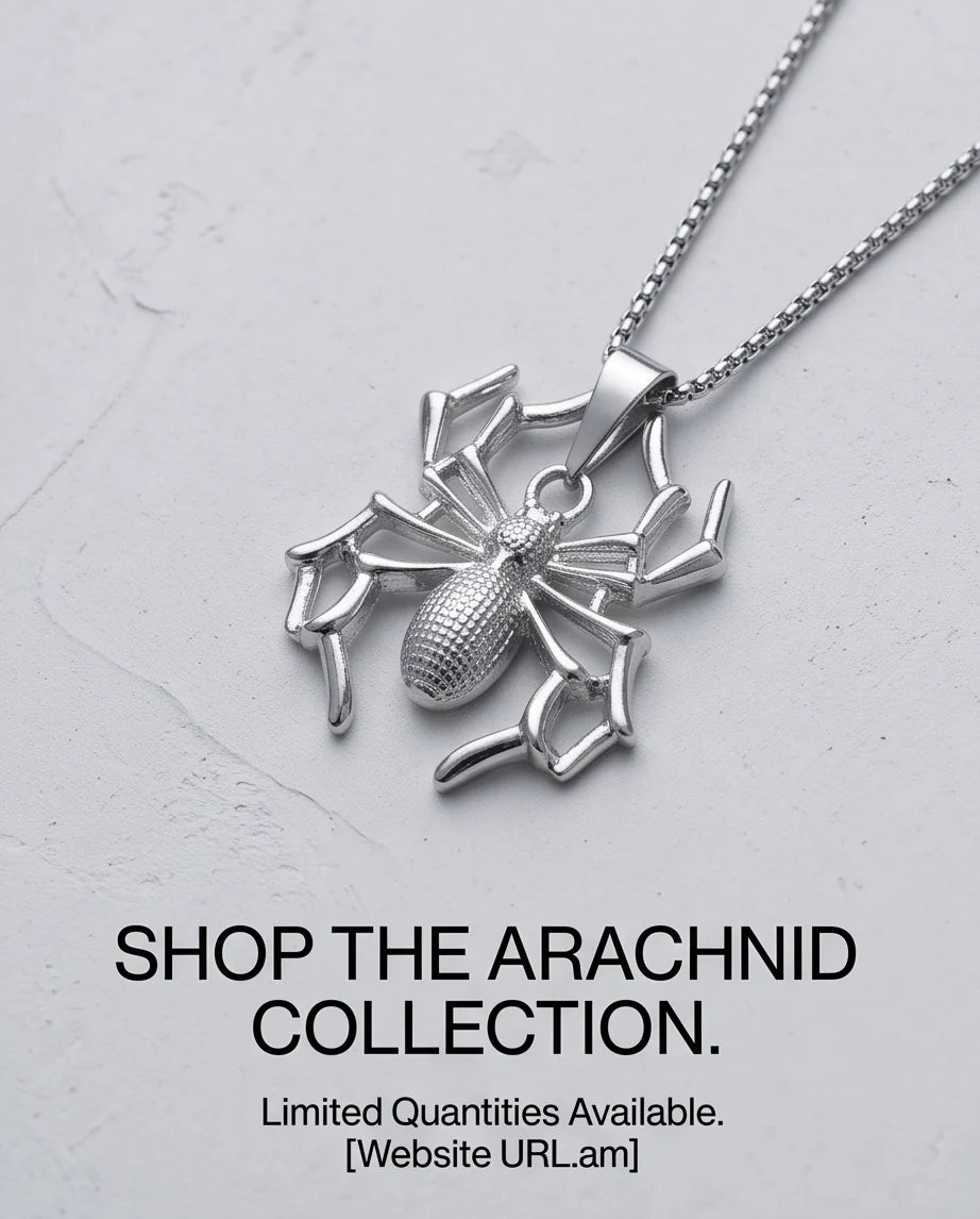 Silver Textured Spider Pendant Necklace