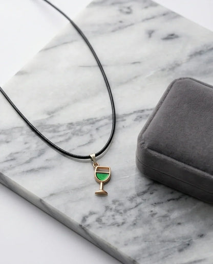 Gold and Green Wine Glass Necklace