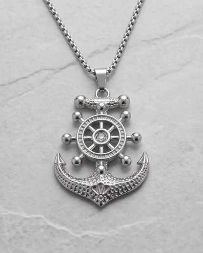 Nautical Ship Wheel Anchor Pendant Box Chain
