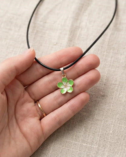 Gold and Light Green Blossom Necklace