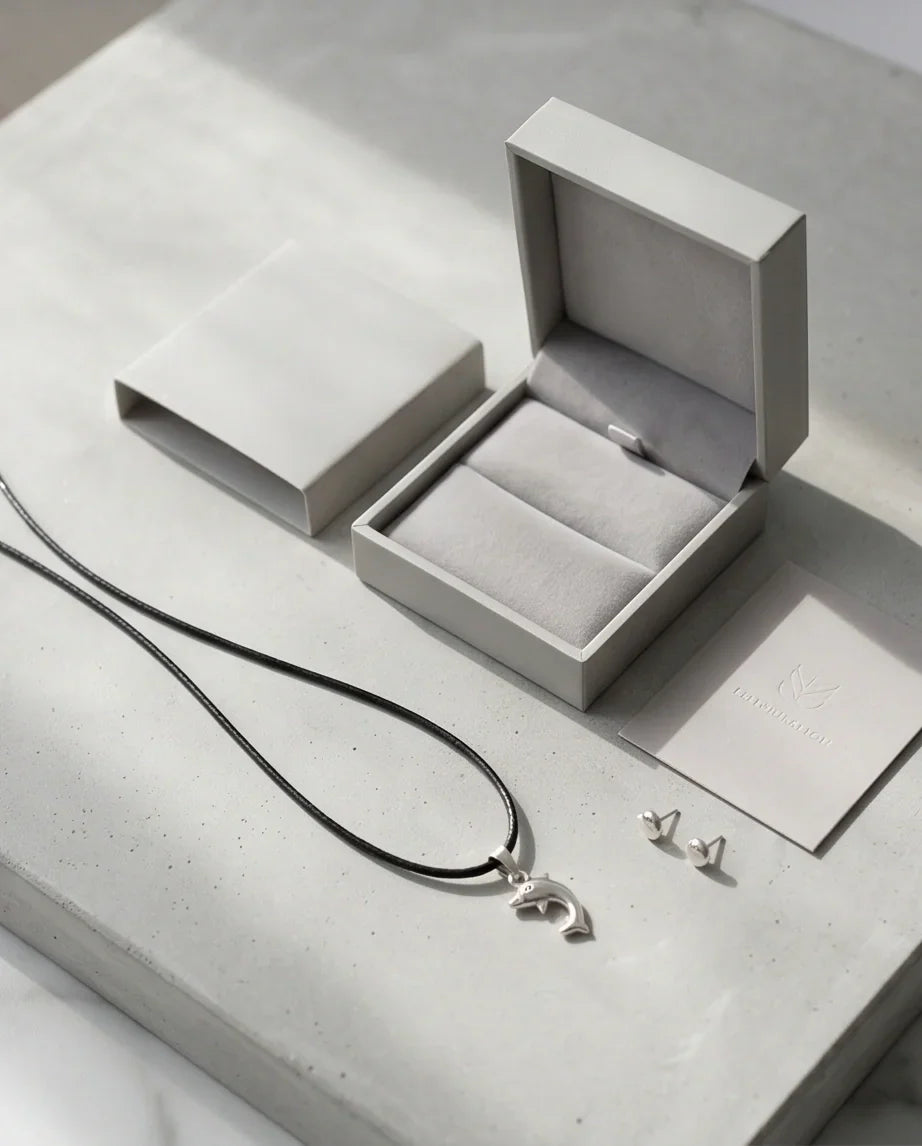 Silver Polished Playful Dolphin Necklace