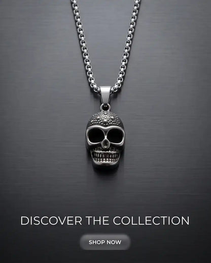 Gothic Textured Skull Pendant Box Chain