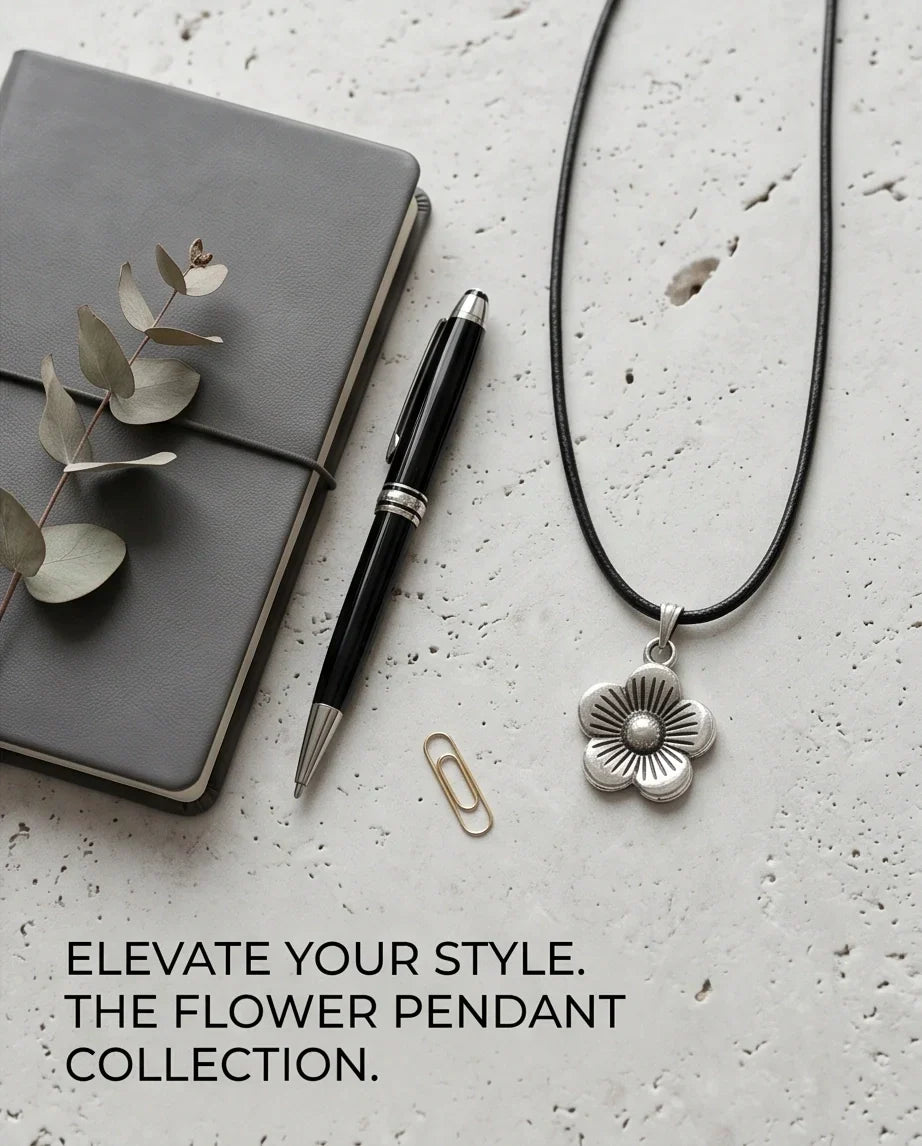 Silver Retro Flower Pendant Necklace