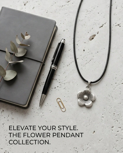 Silver Retro Flower Pendant Necklace