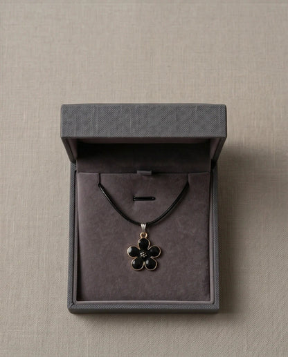 Gold and Black Blossom Flower Necklace