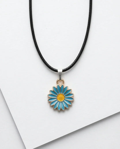 Gold and Turquoise Blue Daisy Necklace