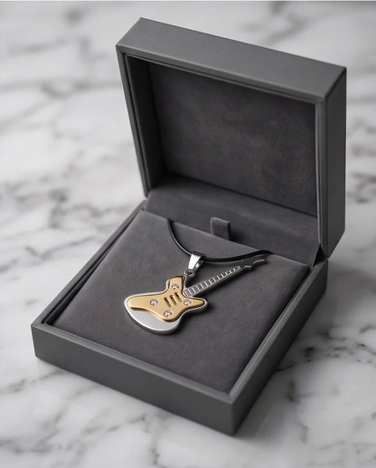 Gold and Silver Crystal Electric Guitar Cord Necklace