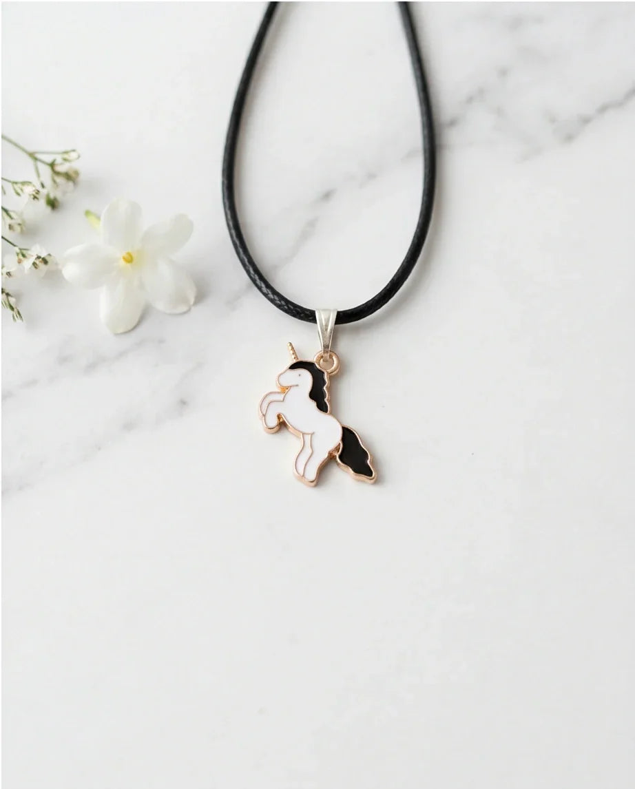 Gold and Black Unicorn Pendant Necklace