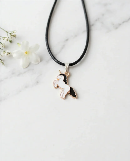 Gold and Black Unicorn Pendant Necklace
