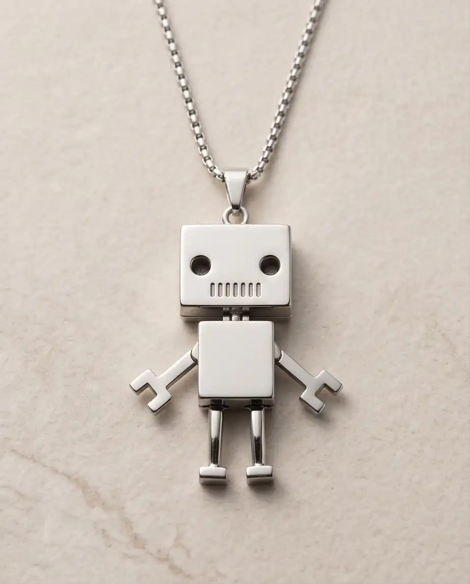 Articulated Robot Figurine Pendant Box Chain