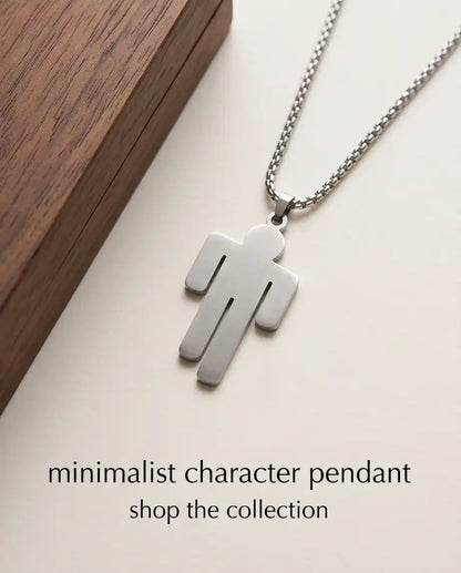 Blohsh Figure Silver Box Chain Necklace