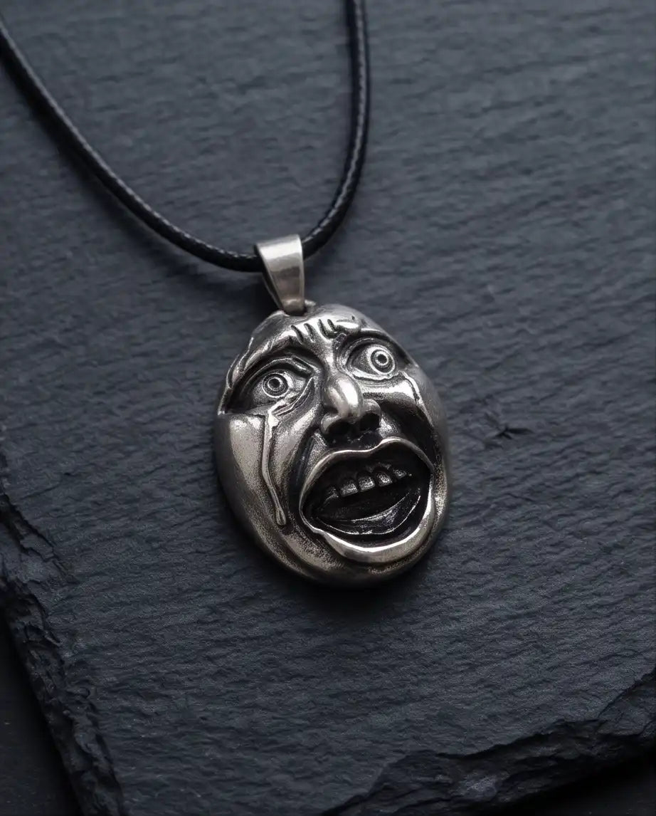 Gothic Crying Drama Mask Pendant Box Chain