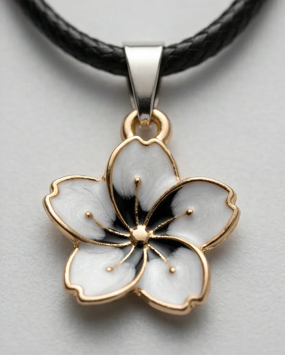 Gold and White Blossom Pendant Necklace