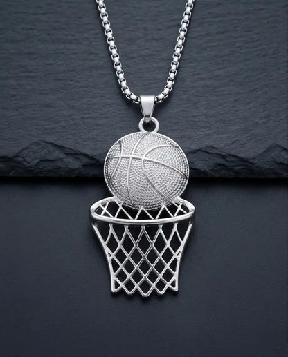 Iced Basketball Hoop Pendant Box Chain