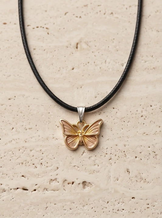 Gold & Rose Gold Butterfly Pendant Necklace