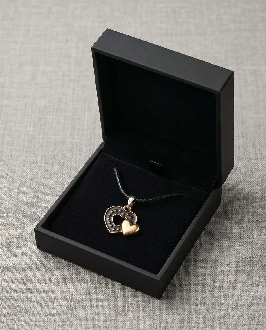 Gold and Black Layered Heart Necklace