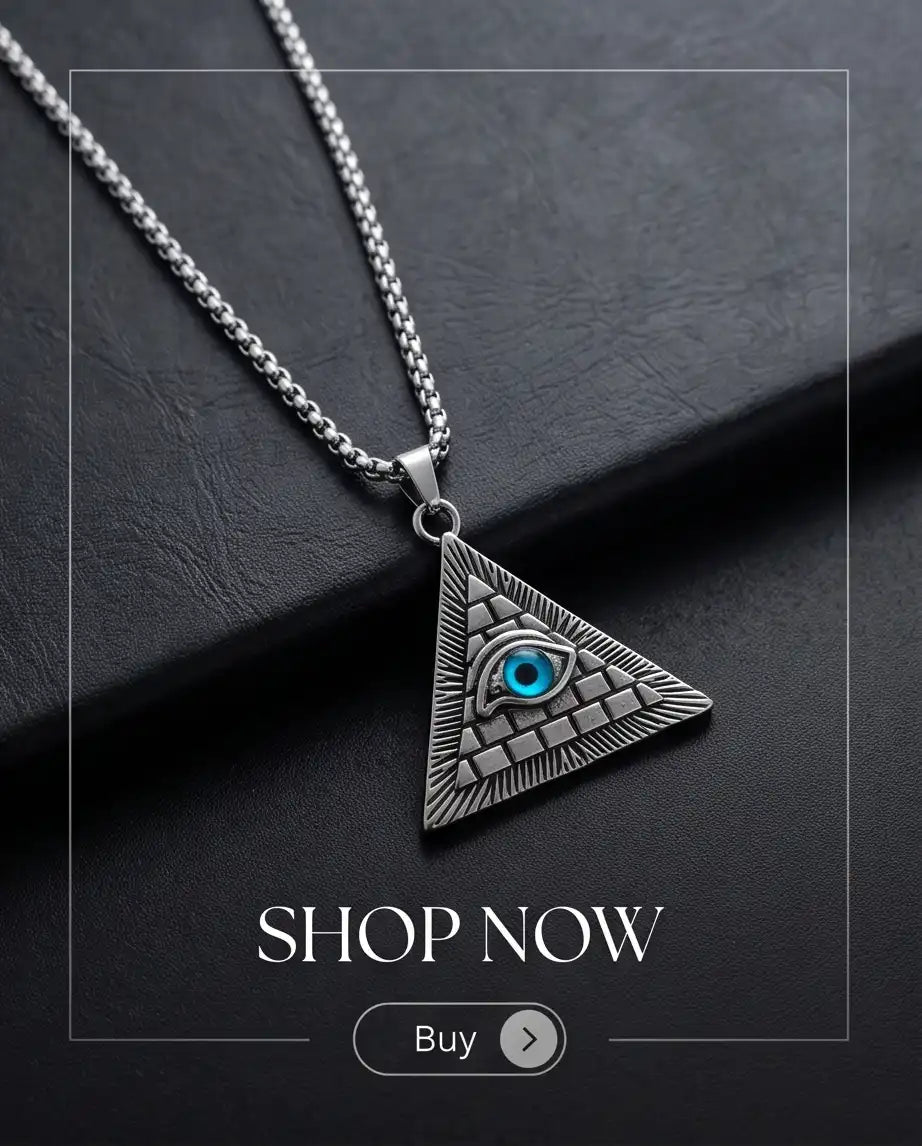 All-Seeing Eye Pyramid Pendant Box Chain