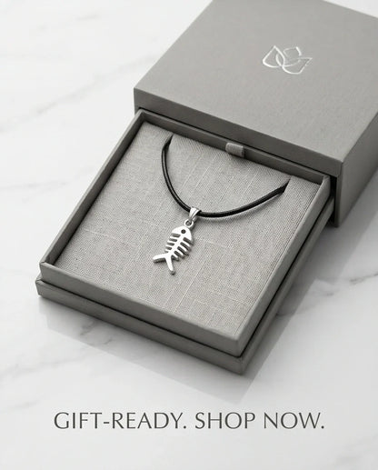 Silver Quirky Fishbone Pendant Necklace
