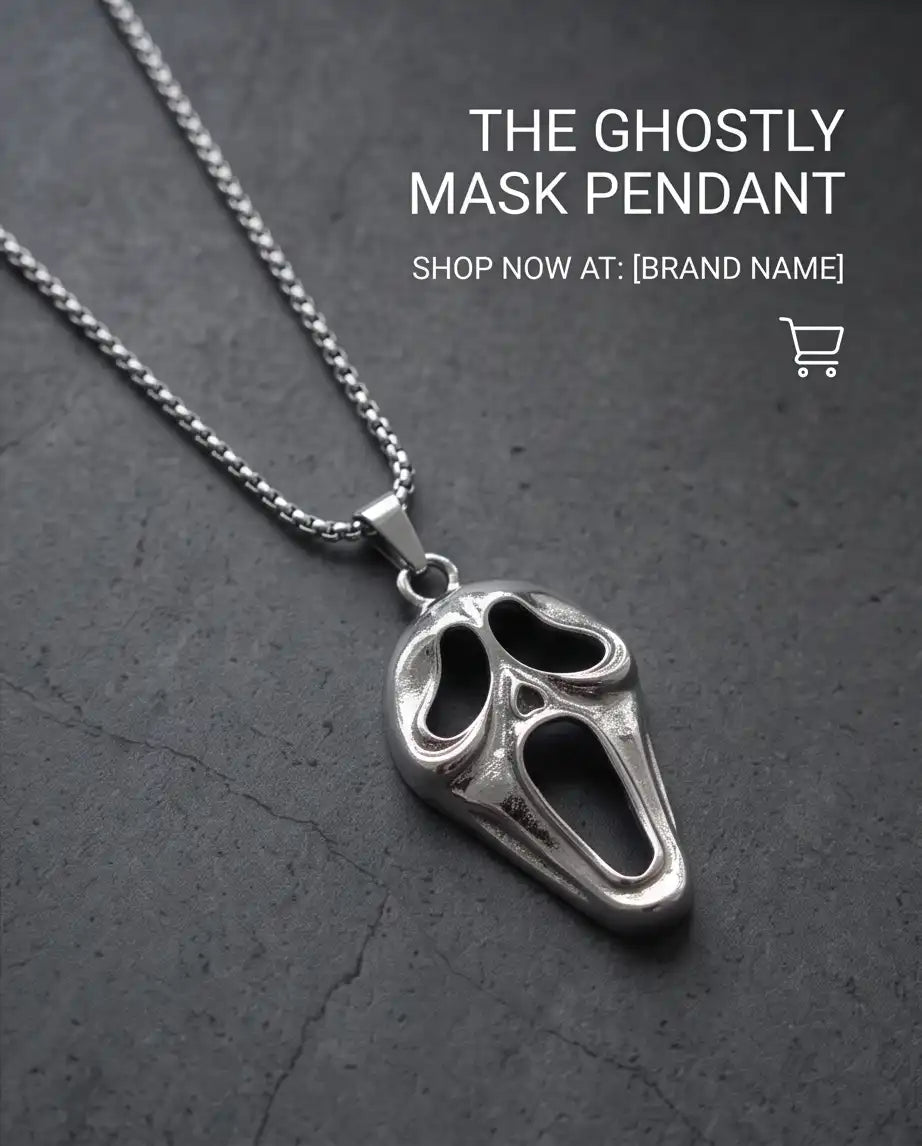 Ghostface Horror Movie Mask Pendant Box Chain