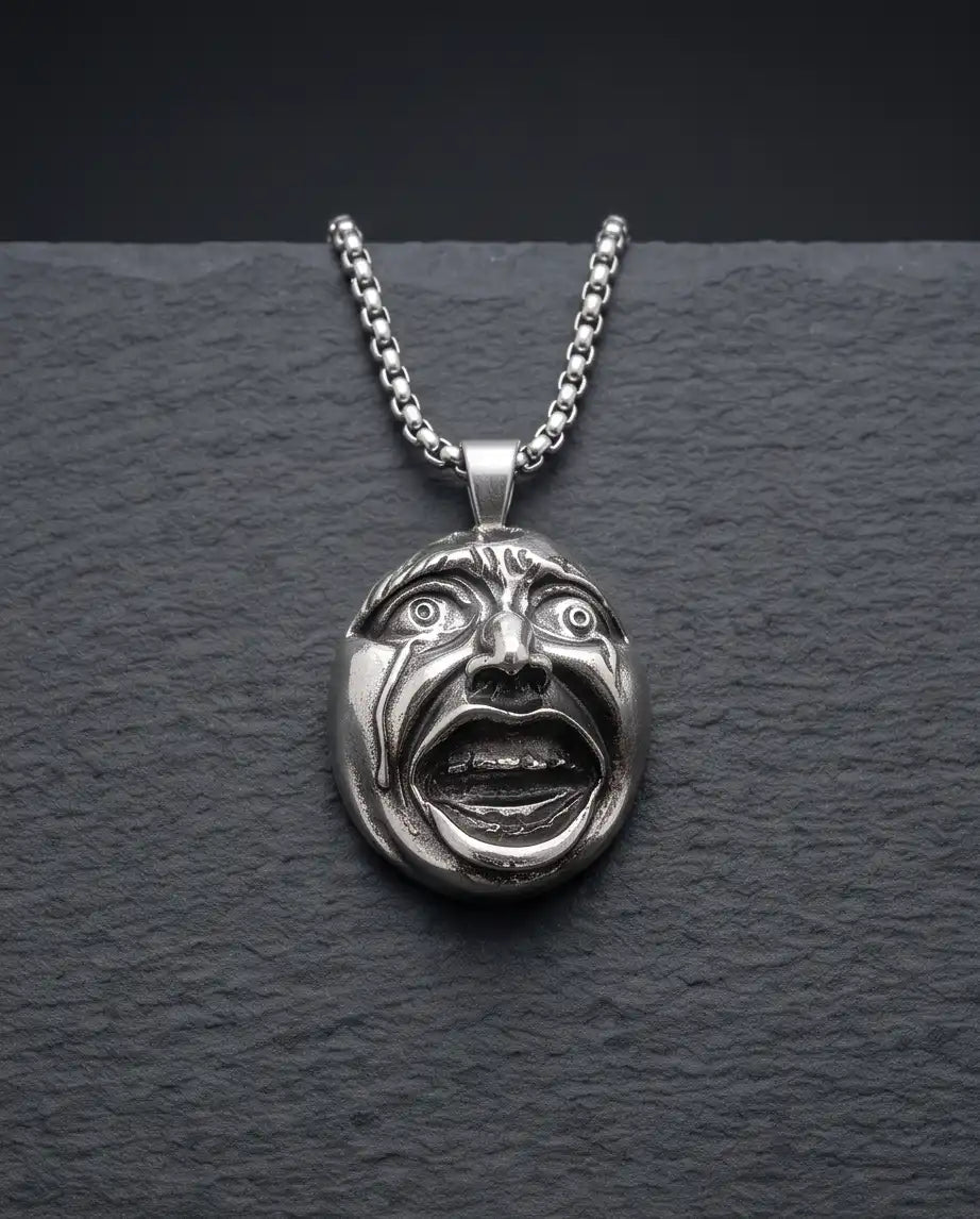 Gothic Crying Drama Mask Pendant Box Chain