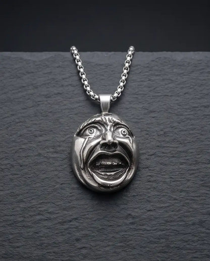 Gothic Crying Drama Mask Pendant Box Chain