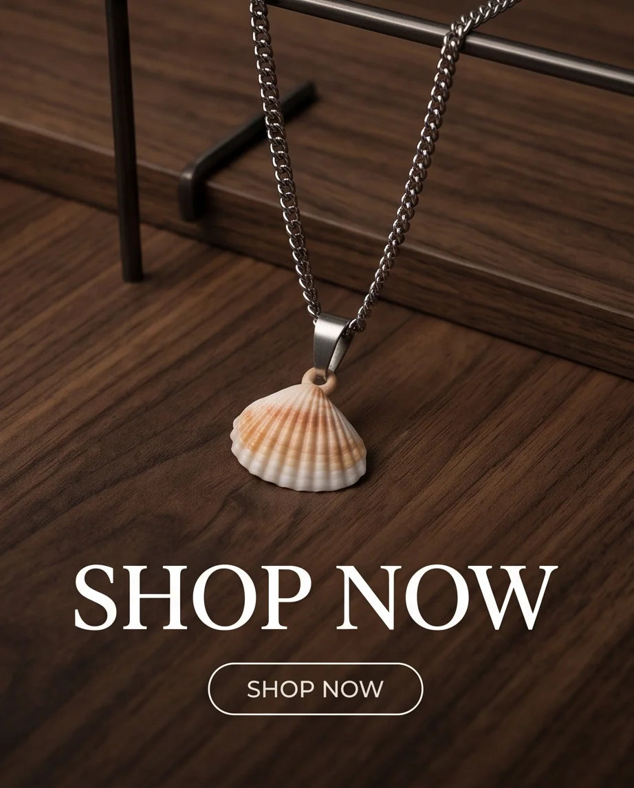 Silver Natural Seashell Pendant Chain Necklace