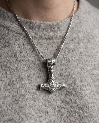 Silver Mjölnir Thor's Hammer Pendant Necklace