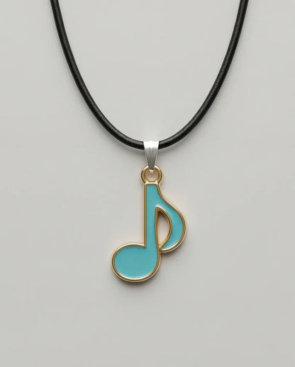 Gold and Turquoise Eighth Note Necklace
