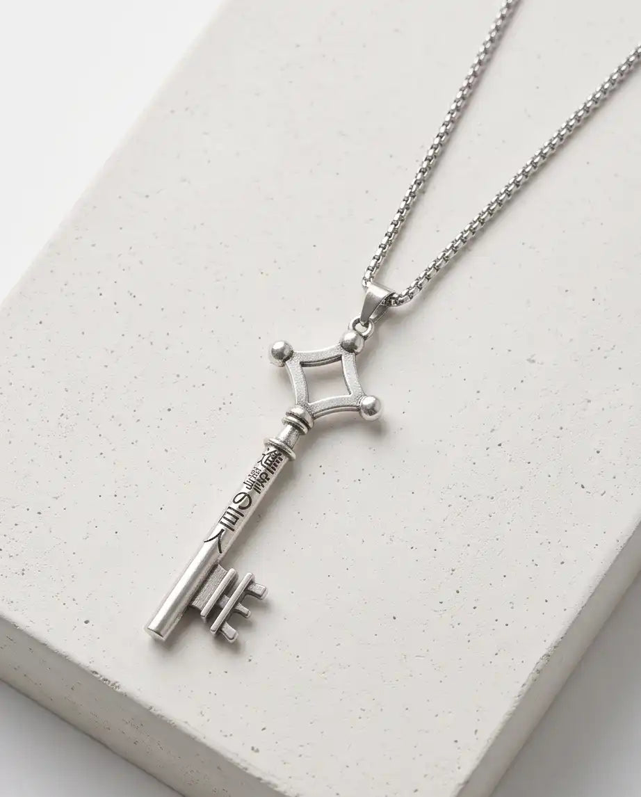 Attack on Titan Basement Key Pendant Silver Box Chain Necklace