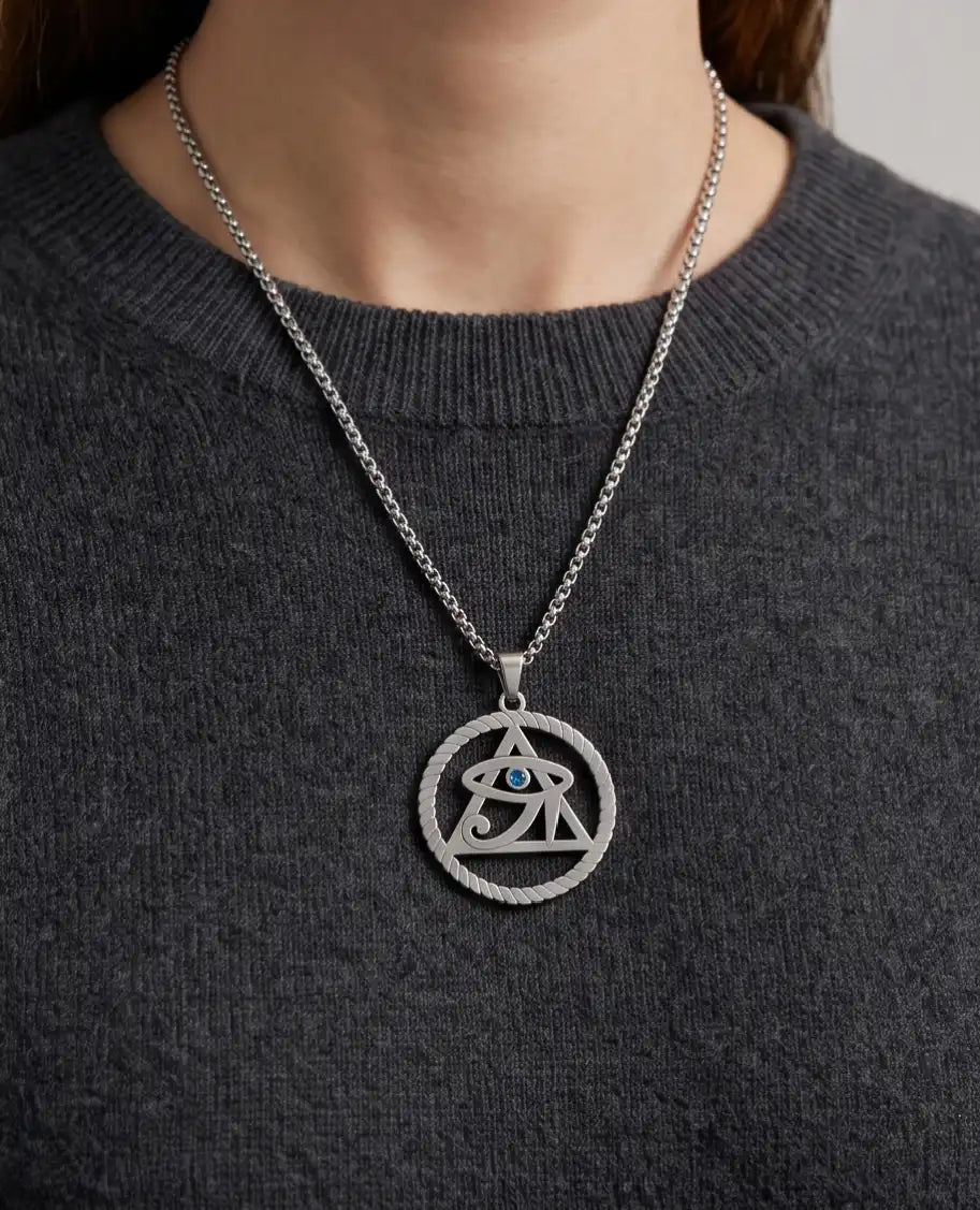Mystic Eye Pyramid Rope Ring Pendant Box Chain