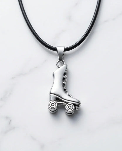 Silver Roller Skate Pendant Necklace