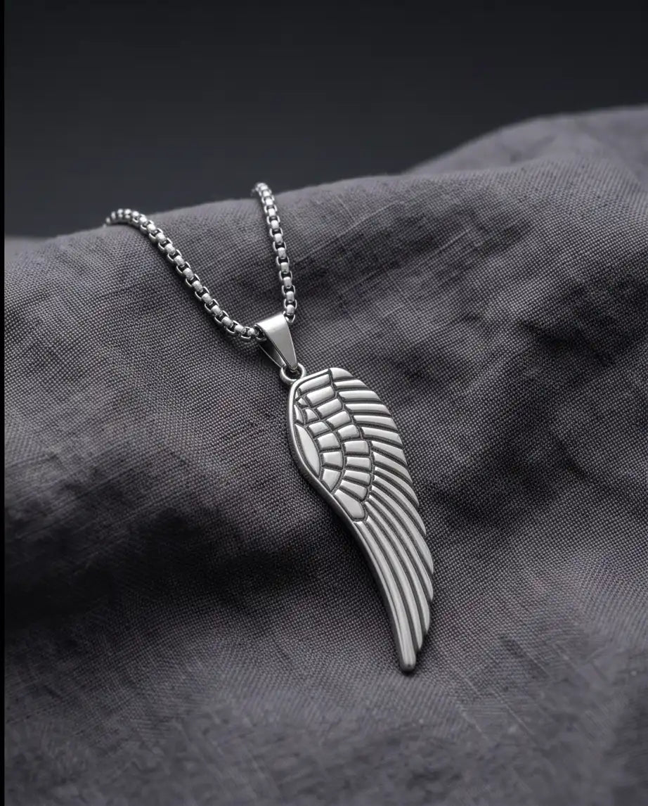 Feathered Angel Wing Pendant Box Chain