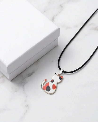 Artistic Calico Cat Silhouette Pendant Necklace