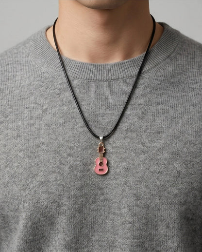 Gold and Pink Acoustic Guitar Necklace