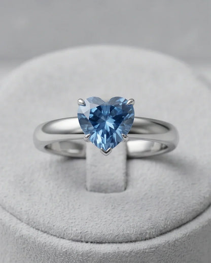Sterling Silver Heart-Cut Blue Topaz Solitaire Ring