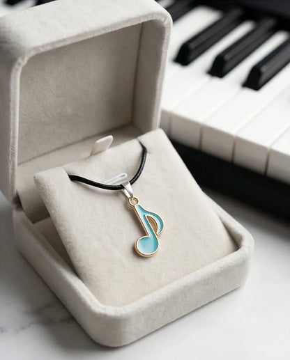 Gold and Turquoise Eighth Note Necklace