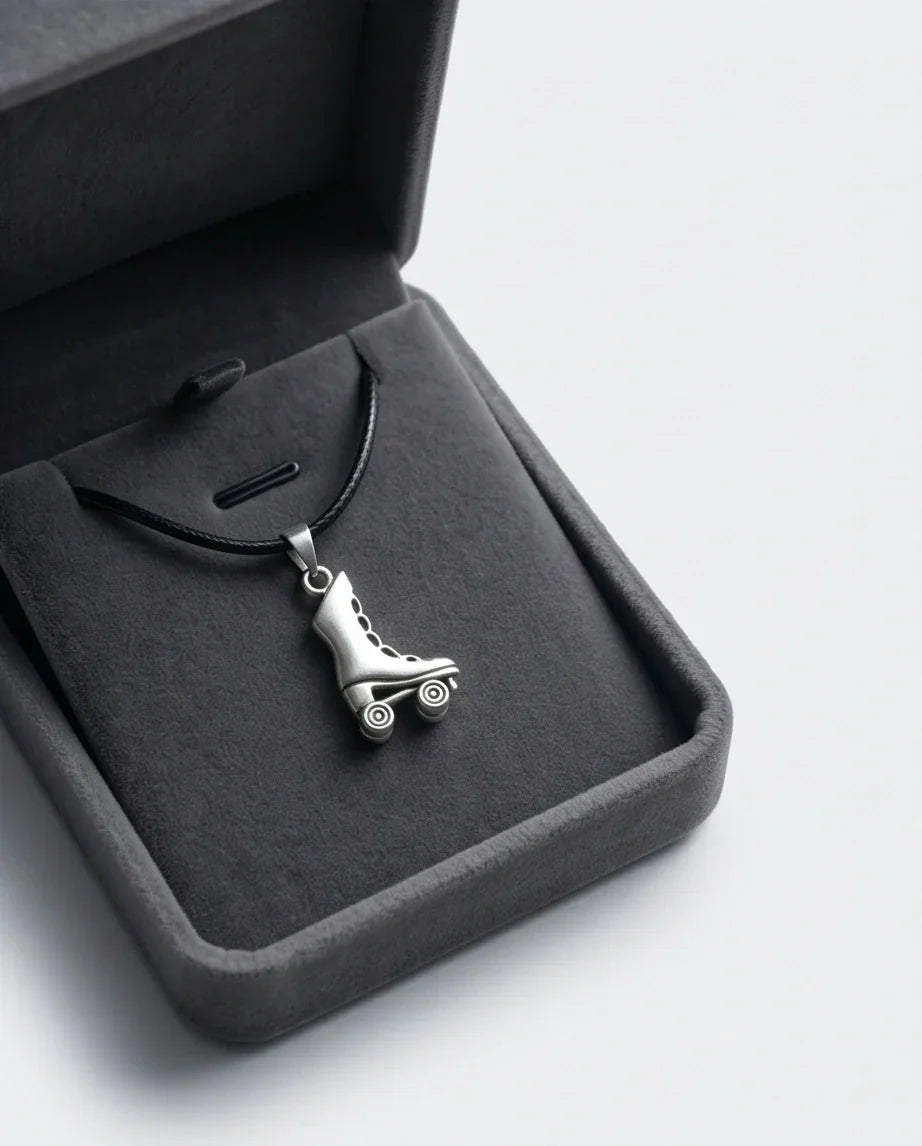Silver Roller Skate Pendant Necklace