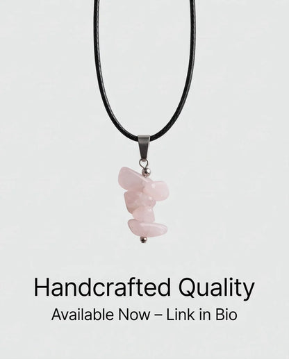 Silver Stacked Raw Rose Quartz Chip Stone Pendant Necklace